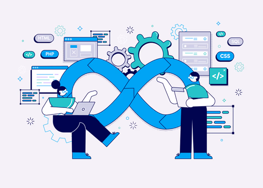 Cloud and DevOps infrastructure illustration